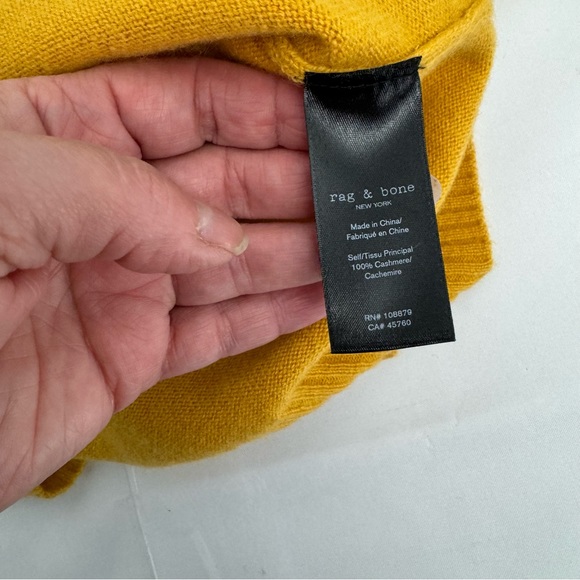 Rag & Bone Sweater Women’s S 100% Yellow Cashmere Pullover V-Neck Long Sleeve - Picture 7 of 9